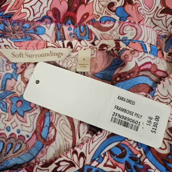 NEW Soft Surroundings Kara Flowy Jersey Midi Dress Framboise Paisley Size S - Picture 3 of 8